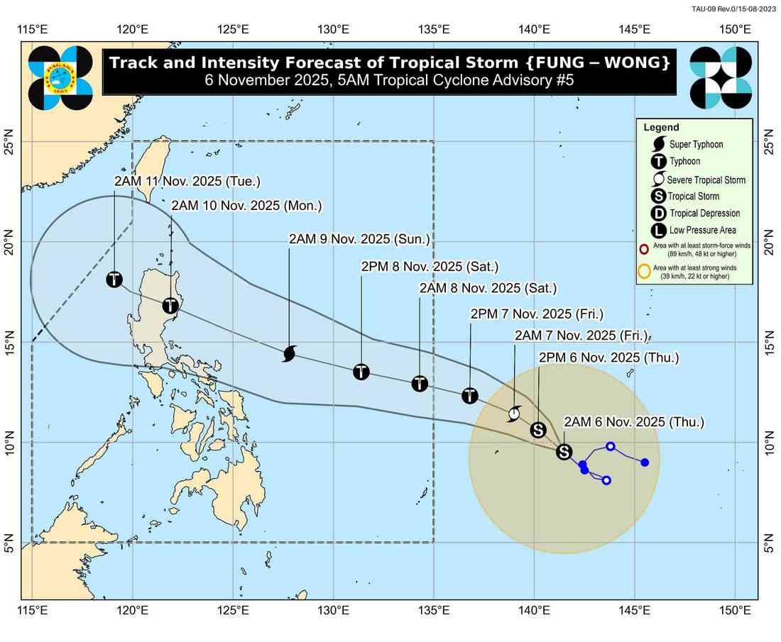 Tropical depression 'Fung-Wong' outside PAR now a tropical storm