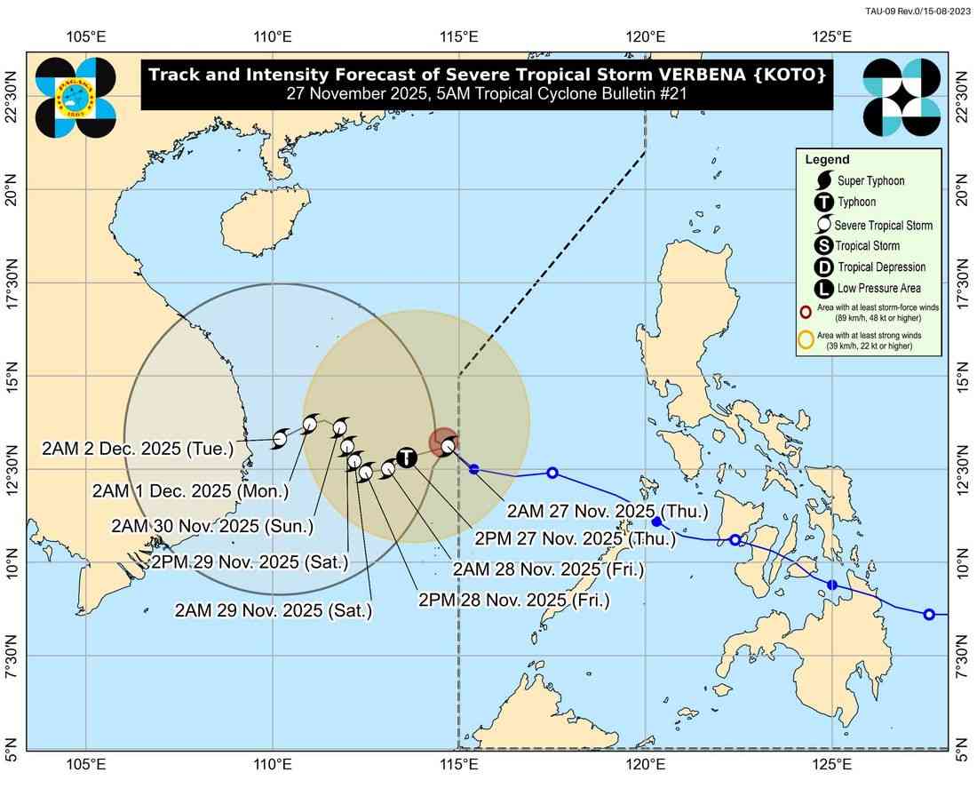 STS Verbena exits PAR; rough seas, strong winds persist