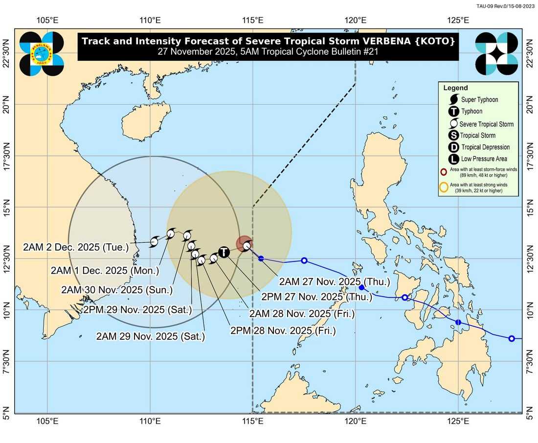 STS Verbena exits PAR; rough seas, strong winds persist