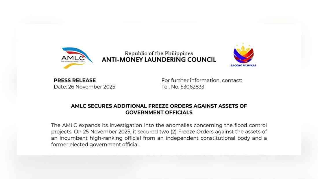 AMLC successfully freezes ₱3.9B in assets of 2 officials involved in flood control mess