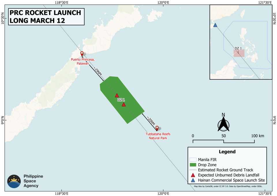 Chinese rocket launch triggers possible debris alert near Palawan – PhilSa