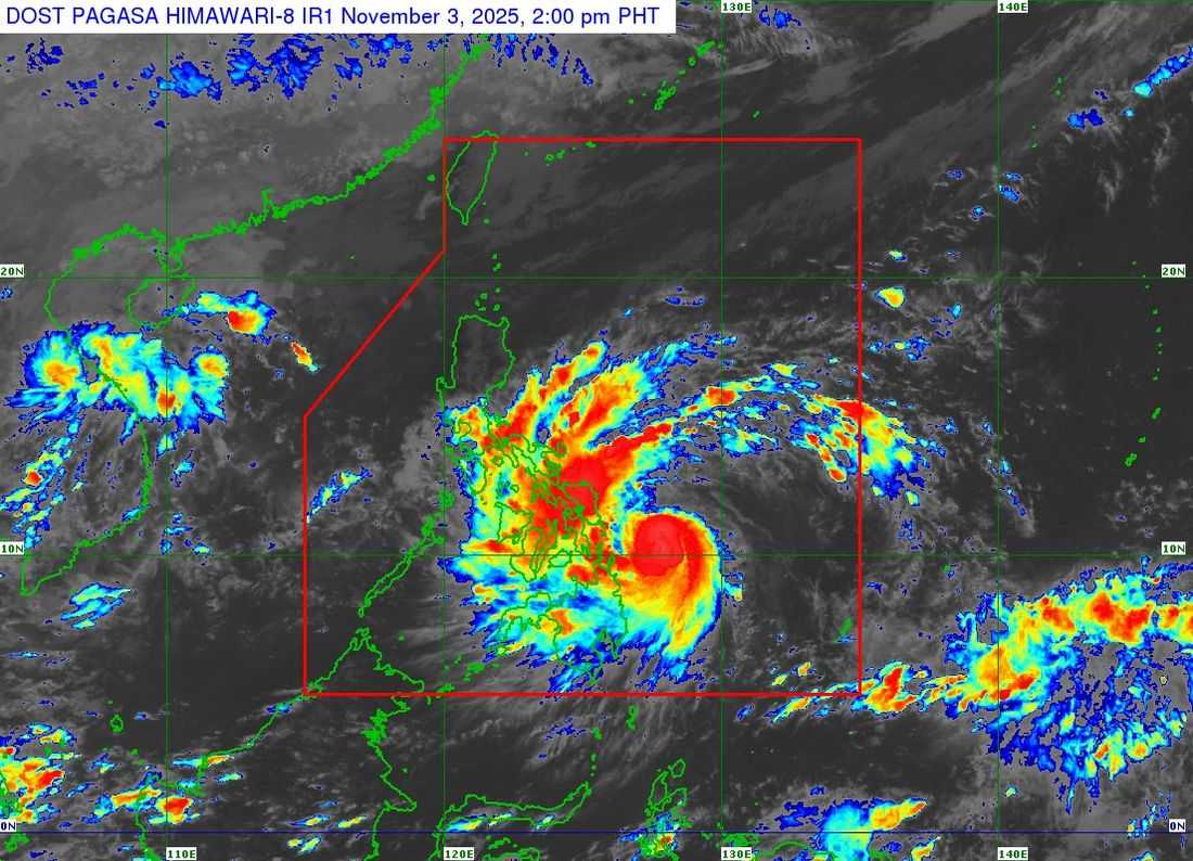 Heavy rainfall alerts raised as Typhoon 'Tino' moves over the Philippine Sea