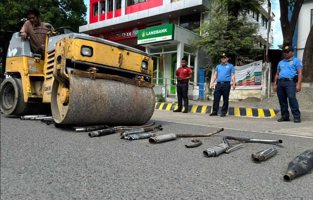 San Manuel police destroyed 63 confiscated noisy motorcycle mufflers