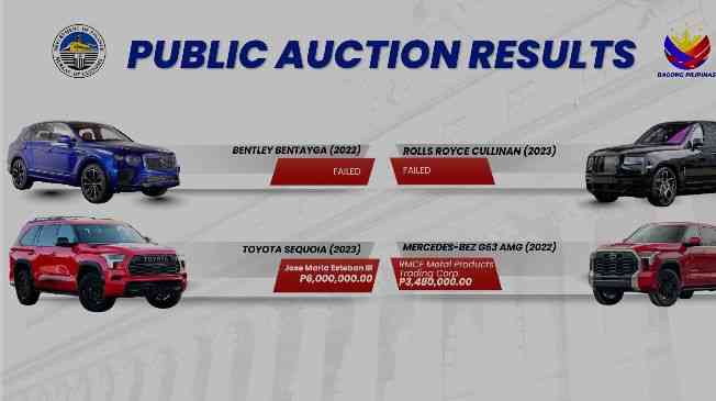 BOC holds 2nd public auction for seized luxury vehicles of Discaya couple