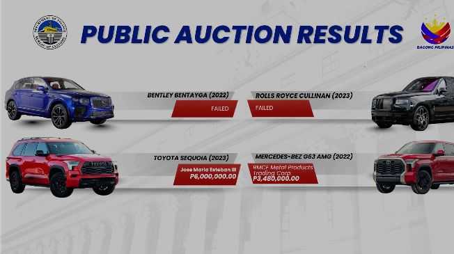 BOC holds 2nd public auction for seized luxury vehicles of Discaya couple