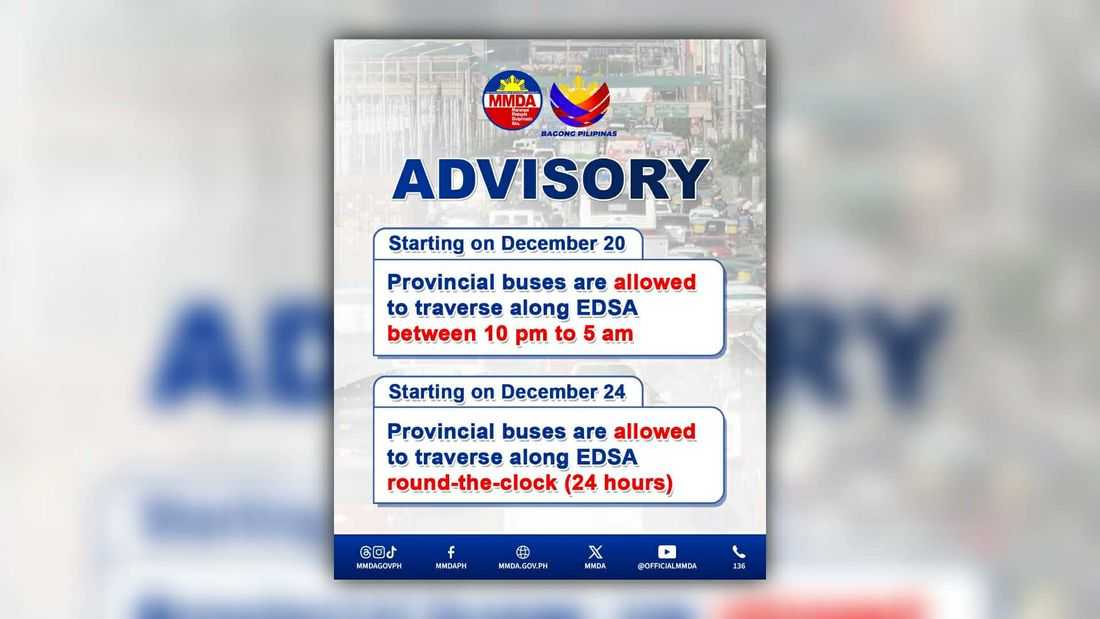 MMDA allows provincial buses on EDSA during holiday rush