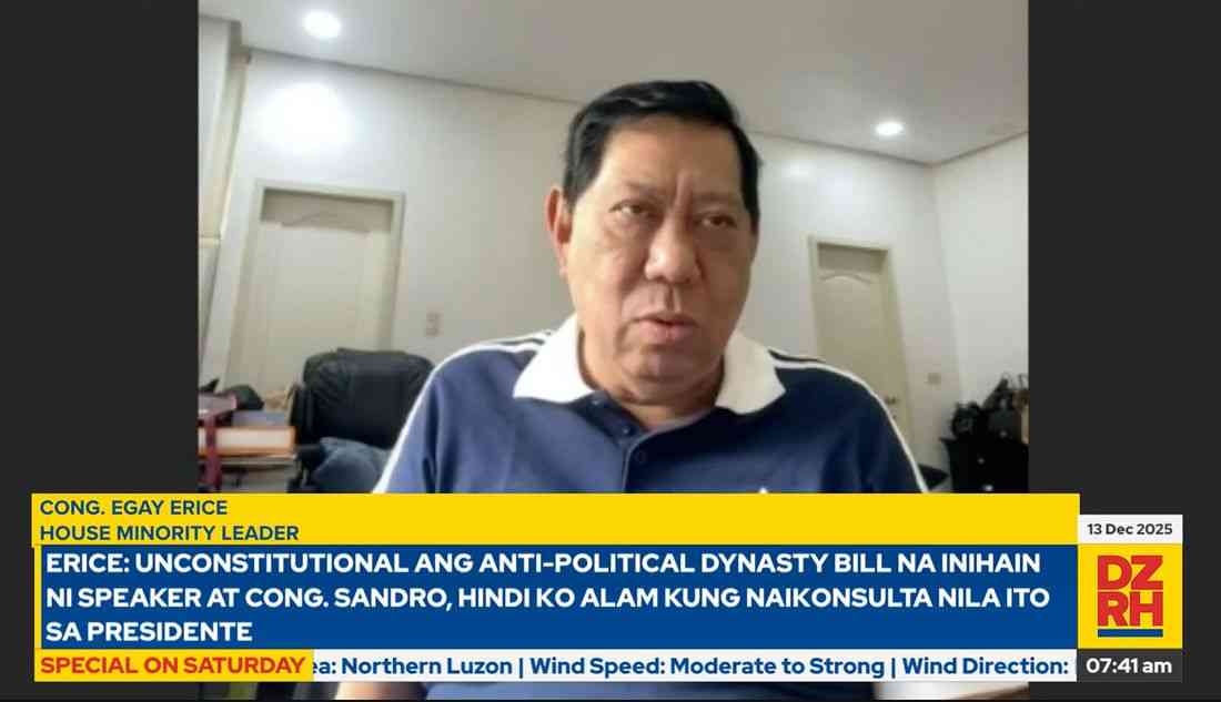 Egay Erice says anti-political dynasty bill filed by Bojie Dy, Sandro Marcos unconstitutional: 'Natawa ako dahil walang kwenta iyon'
