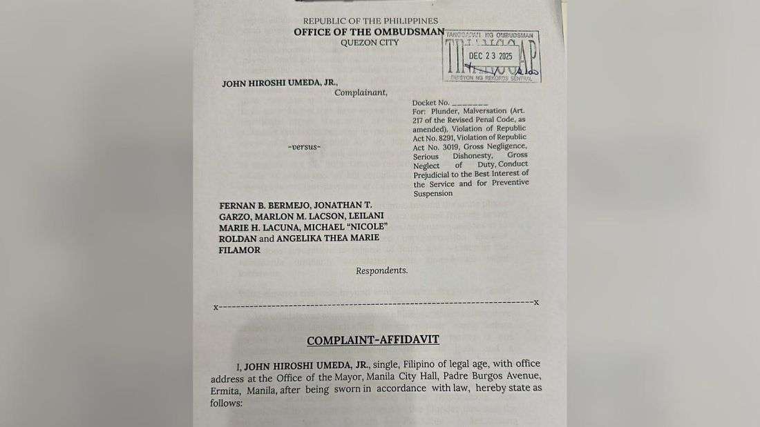 Plunder, graft cases filed vs. former Manila officials over alleged P319 million fund misuse