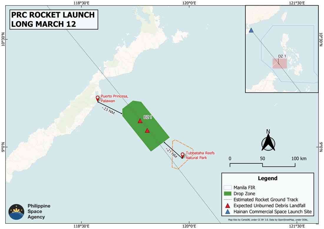PhilSa warns of potential debris near Palawan from Chinese rocket launch
