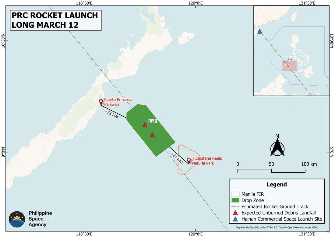 PhilSa warns of potential debris near Palawan from Chinese rocket launch