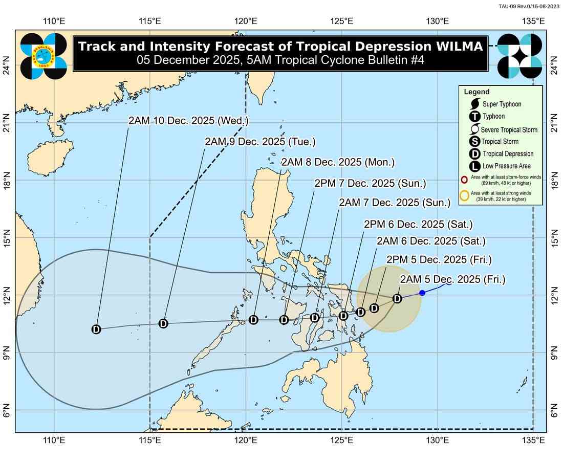 TD Wilma accelerates slightly; Signal No. 1 raised in several areas