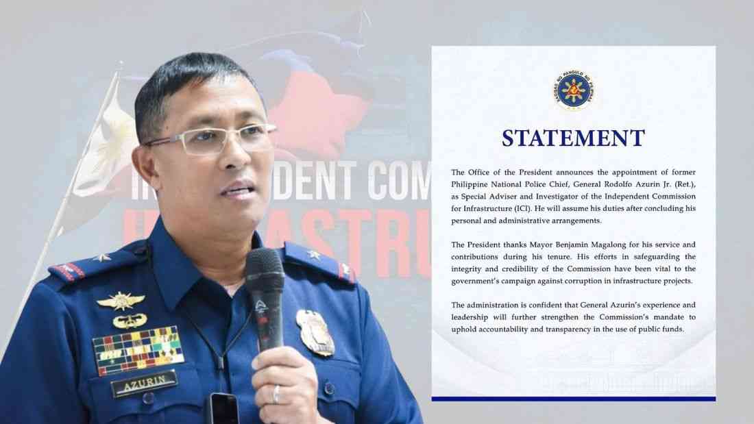EX-PNP Chief Azurin to assume post as special adviser and investigator of ICI – Malacañang