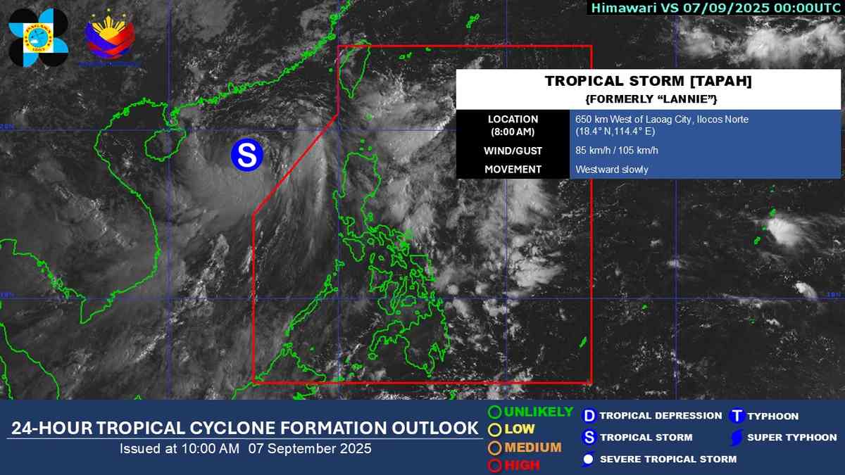 PAGASA monitors tropical storm ‘Tapah’ outside PAR