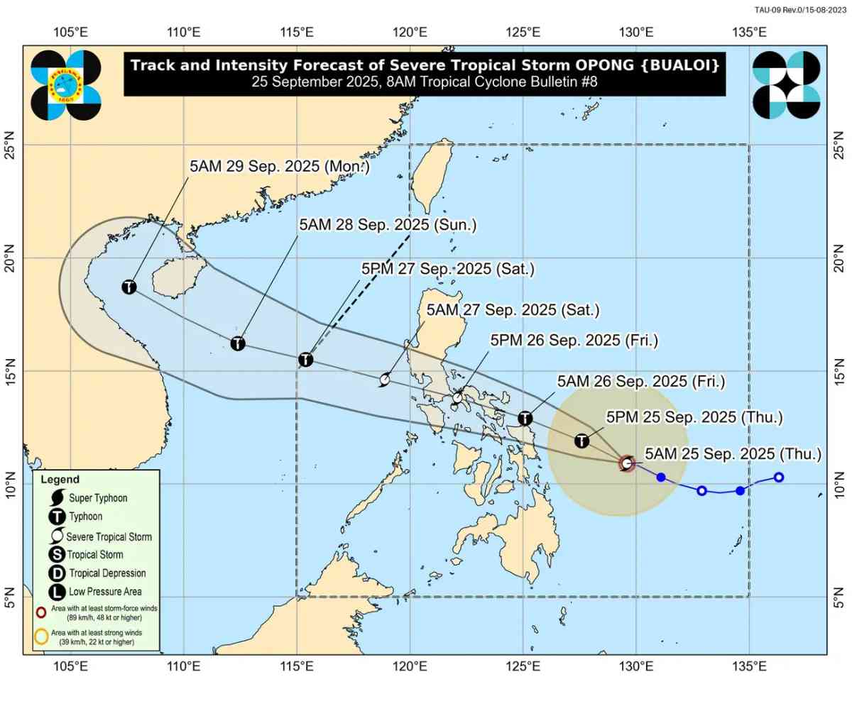 Strong winds and heavy rains ahead as Opong strengthens over Philippine Sea