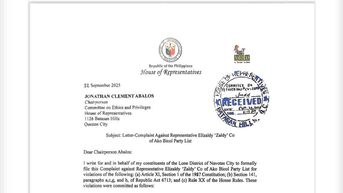 Tiangco calls for plunder case vs. Co along with ethics complaint