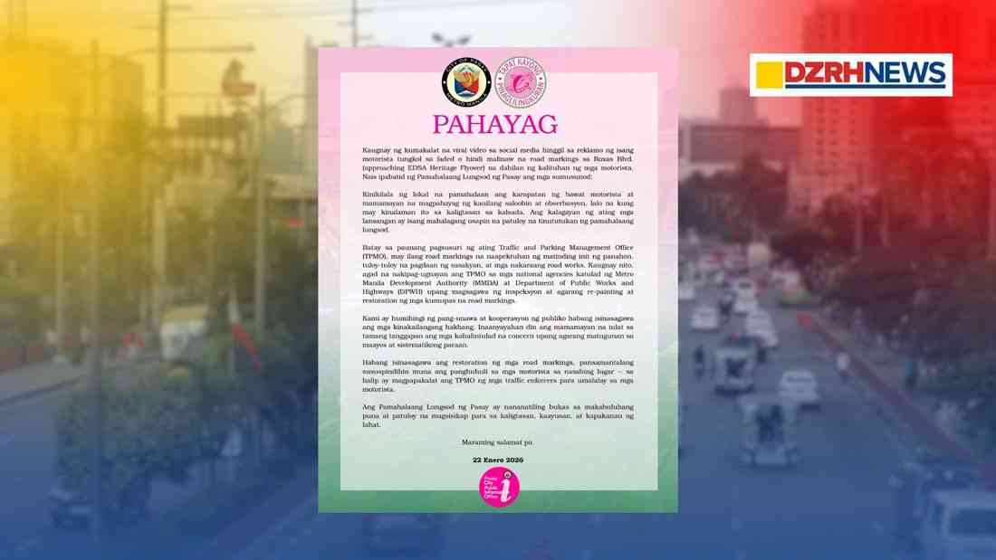 Pasay City addresses faded road markings, seeks public cooperation
