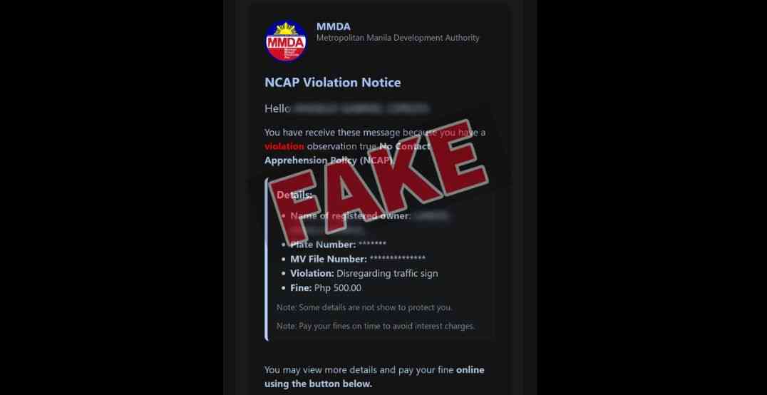 MMDA warns public against fake NCAP traffic violation emails