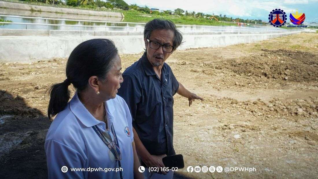 Dizon, Robredo inspect completed 3-meter revetment wall along Bicol River in Naga
