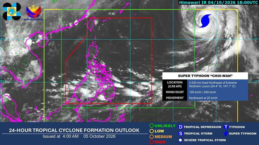 Choi-Wan trough to bring rains, thunderstorms over parts of Visayas, Mindanao