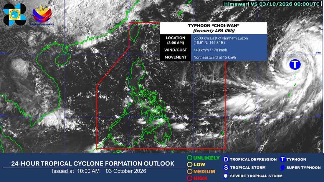Typhoon ‘Choi-Wan’ monitored outside PAR — PAGASA