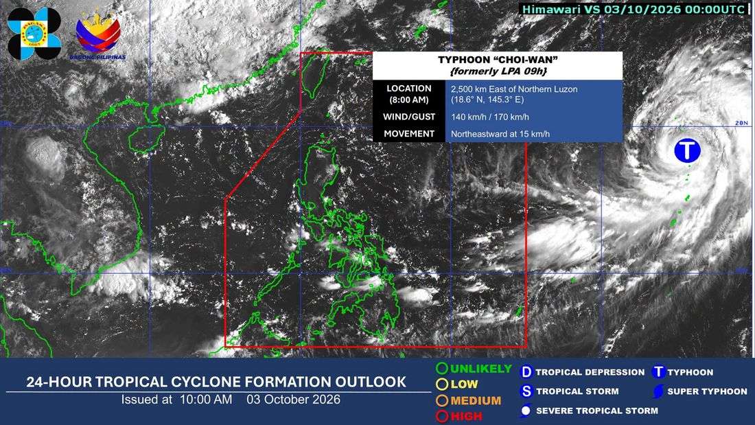 Typhoon ‘Choi-Wan’ monitored outside PAR — PAGASA