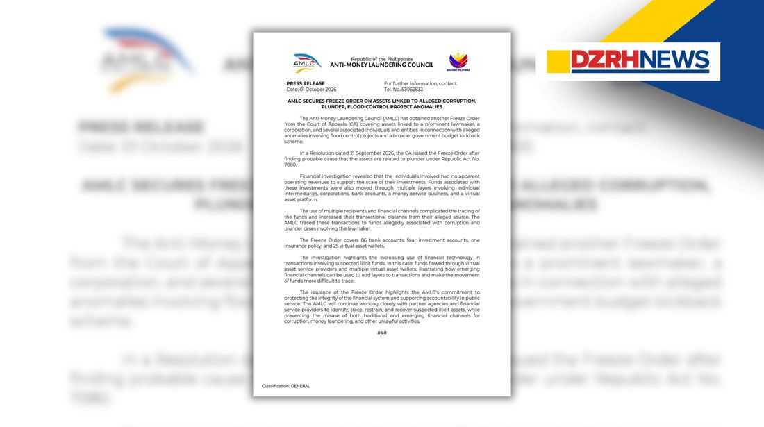 AMLC secures freeze order on assets linked to flood control anomalies, alleged plunder