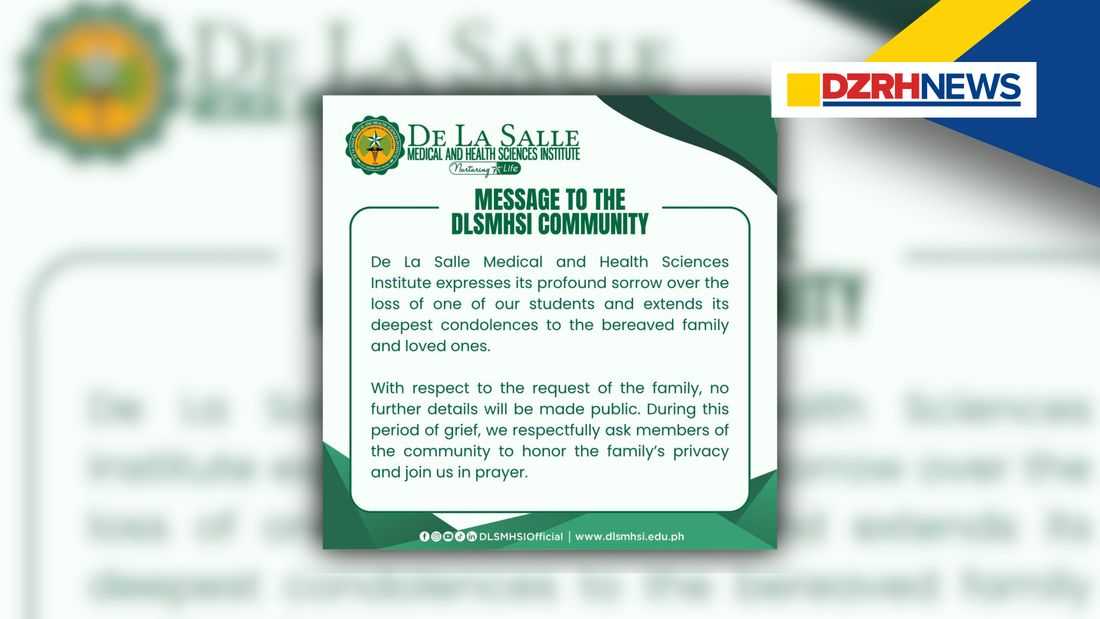 De La Salle health institute confirms student’s death, urges public to avoid unverified reports