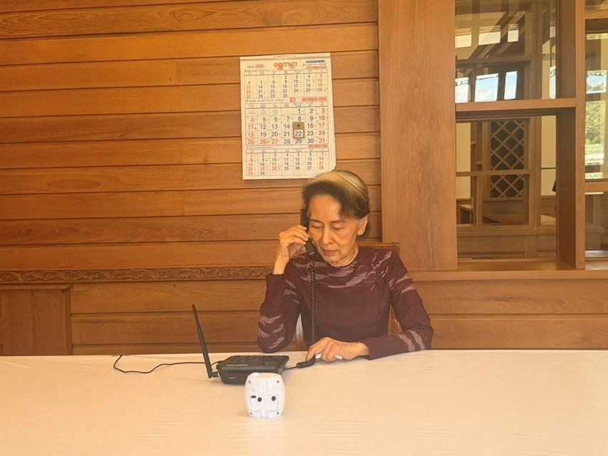 Myanmar's Aung San Suu Kyi speaks to son for first time in over five years