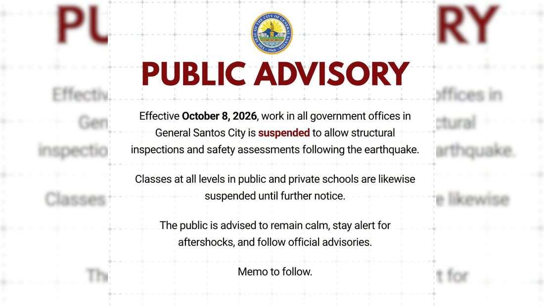 Classes, gov’t work in GenSan suspended following magnitude 6.4 quake
