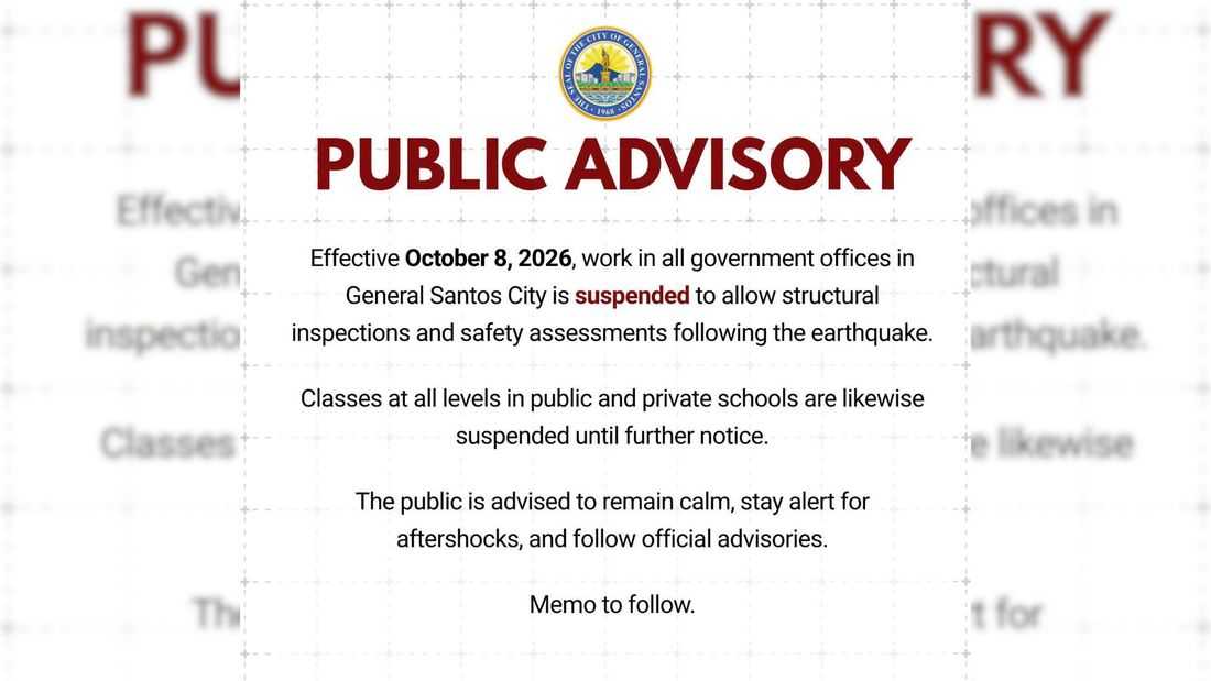 Classes, gov’t work in GenSan suspended following magnitude 6.4 quake