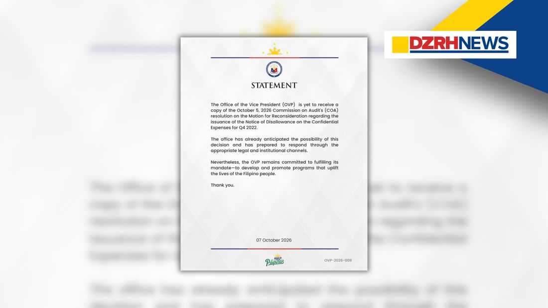 OVP yet to receive COA resolution on ₱73.2-M confidential funds