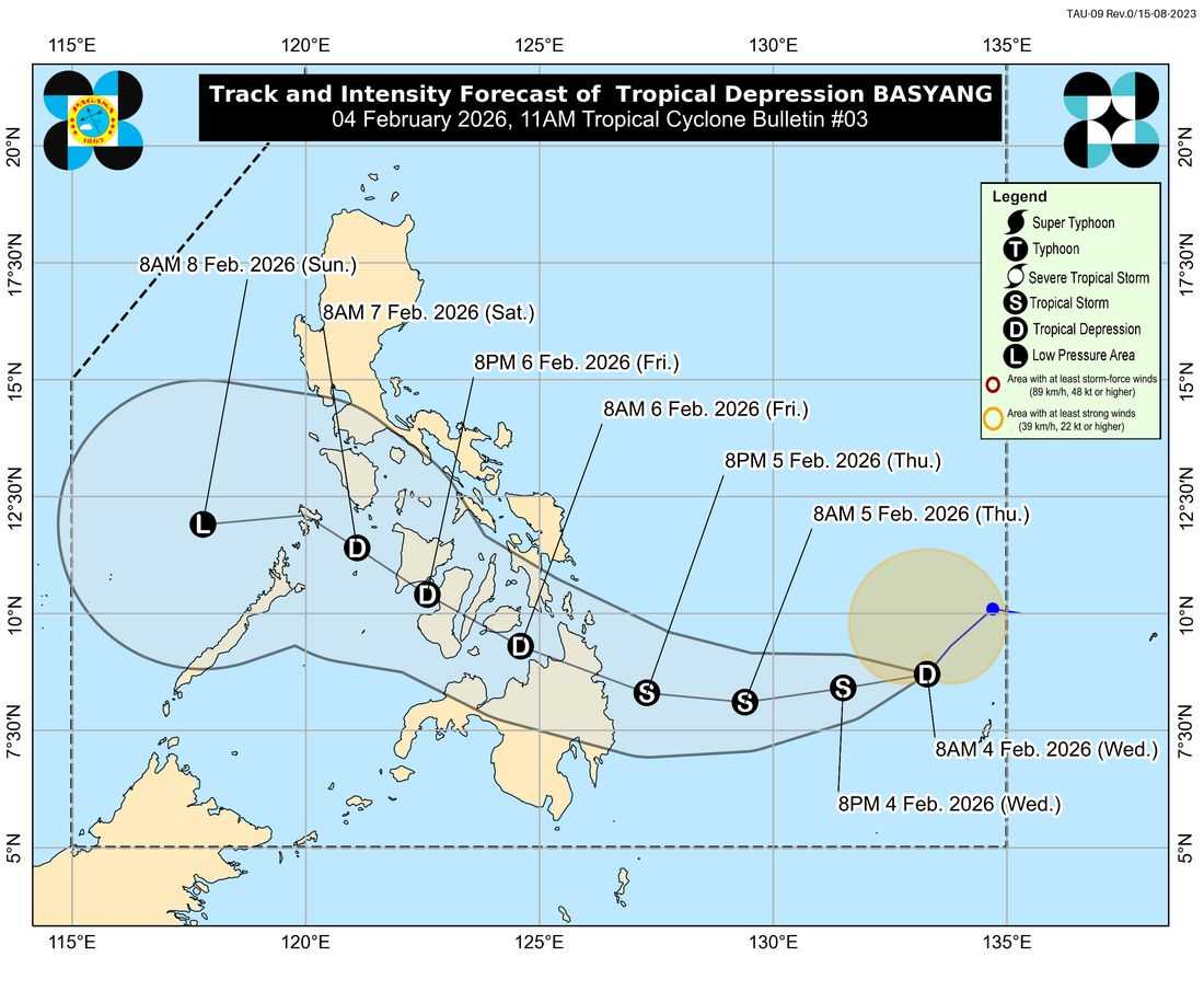 ‘Basyang’ maintains strength; Signal No. 1 up in Surigao del Sur, eastern Surigao del Norte