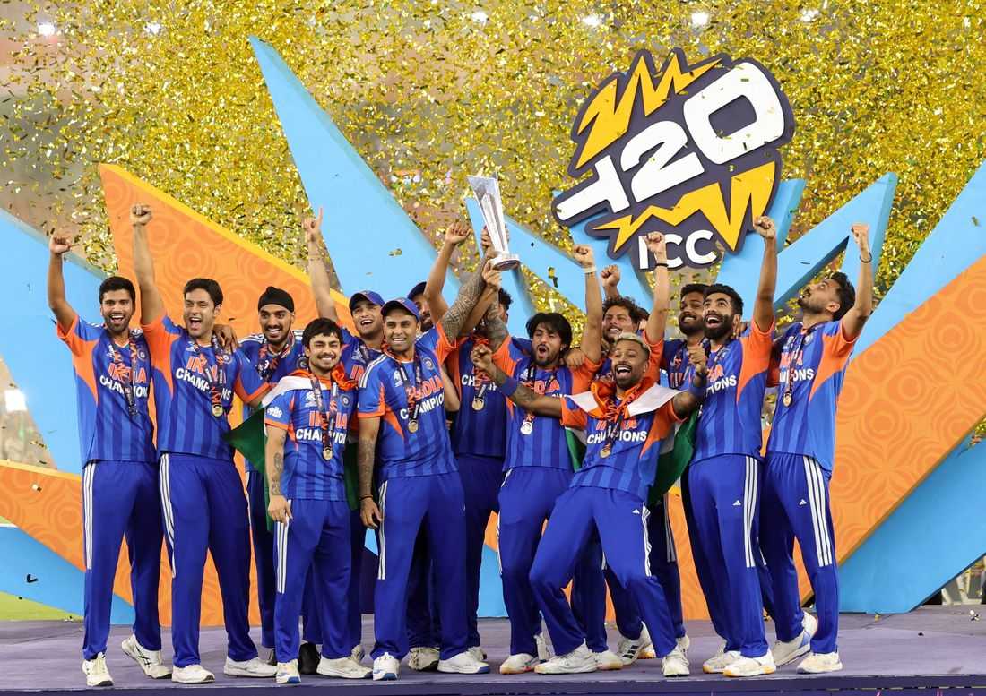 Cricket-Rampant India complete T20 World Cup treble, NZ fall short again