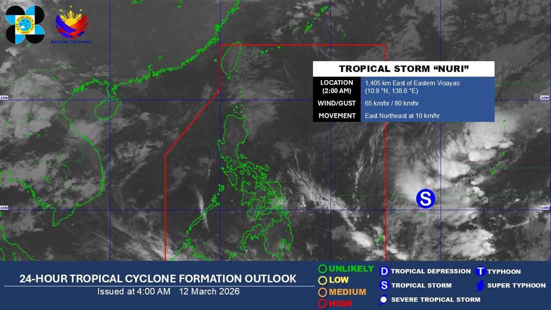 PAGASA monitors tropical storm "Nuri" outside PAR