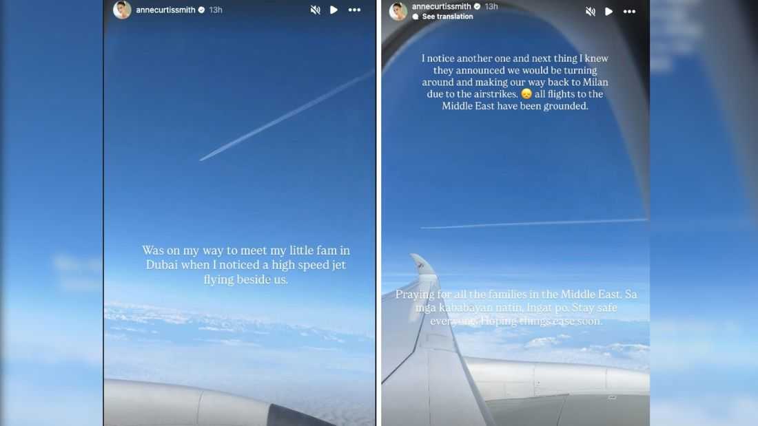 Anne Curtis’ Dubai-bound flight redirected to Italy due to heightened conflicts in Middle East