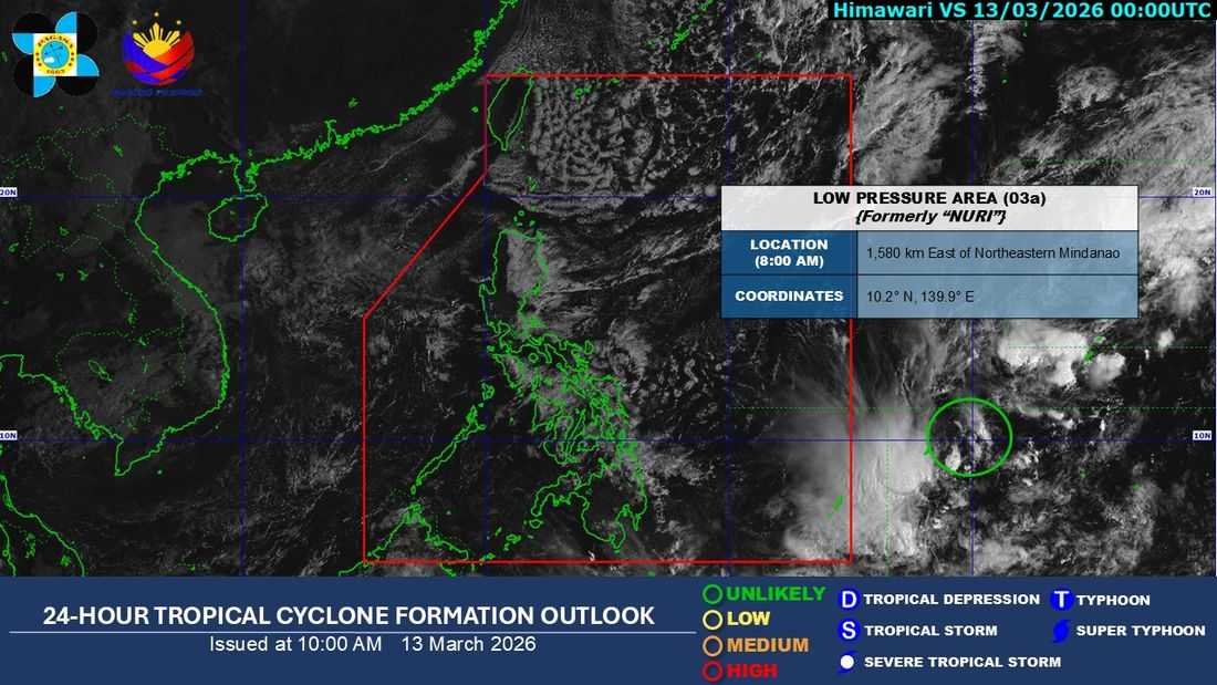 Tropical Depression 'Nuri' weakens into LPA