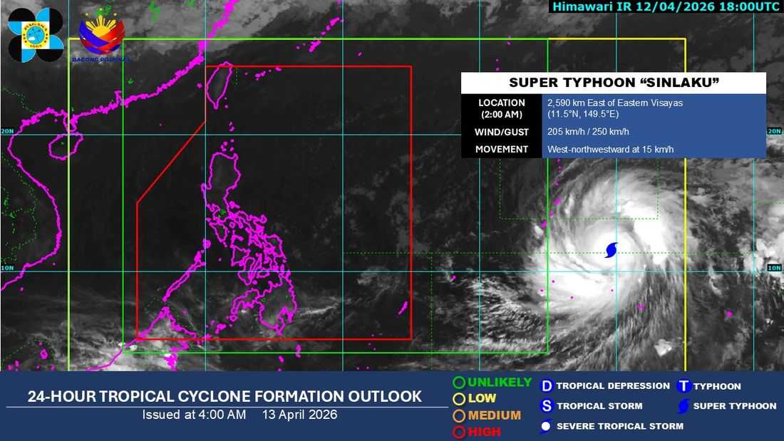 Typhoon "Sinlaku" outside PAR intensifies into Super Typhoon — PAGASA