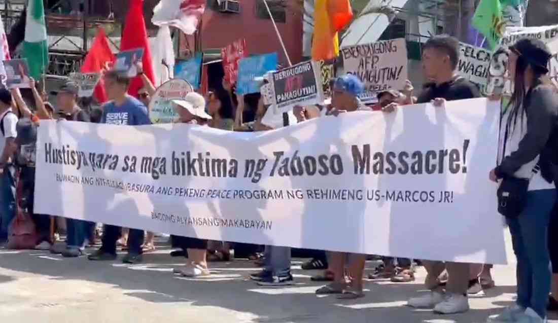 Groups protest outside Camp Aguinaldo to condemn Negros military ops that killed UP student, journalist
