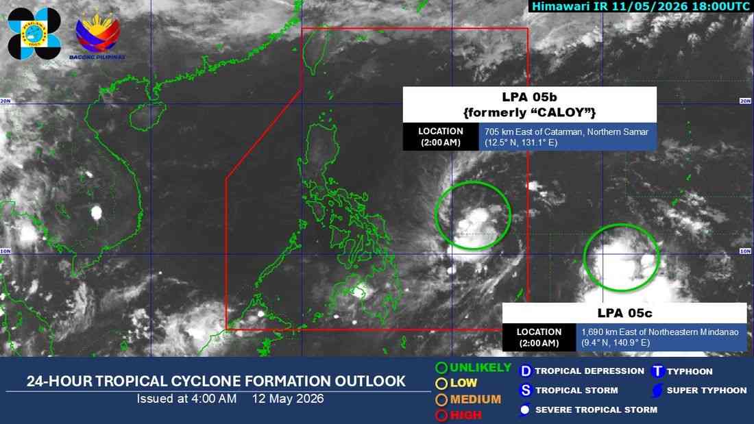 PAGASA: 2 LPA monitored, no direct impact on PH