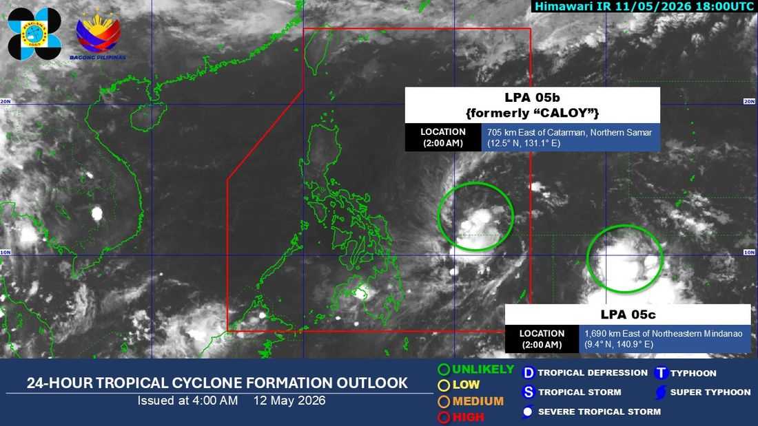 PAGASA: 2 LPA monitored, no direct impact on PH