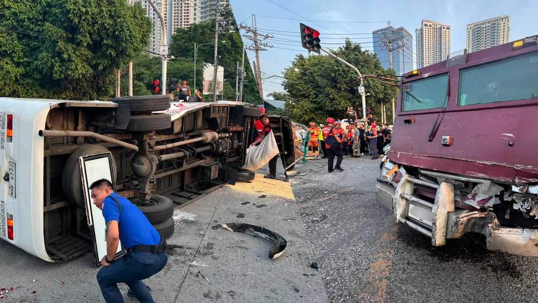 Modern jeepney, armored vehicle collide in Quezon City, leaving 18 injured
