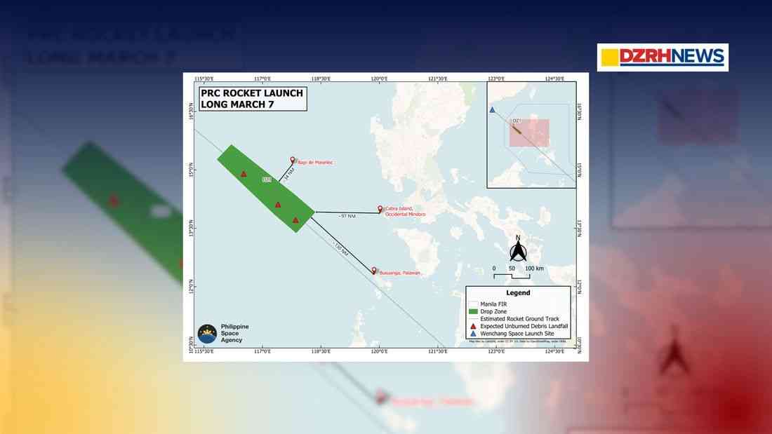 PhilSA warns public after Long March 7 rocket debris falls within Philippine EEZ