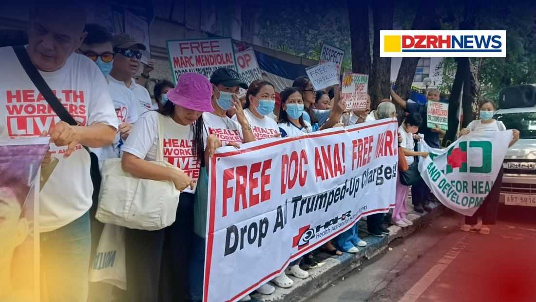 Health workers rally at DOJ, call for release of detained colleagues