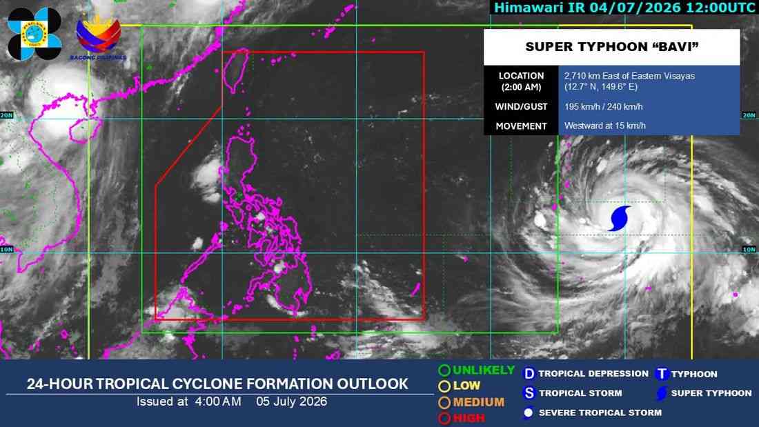 Easterlies to bring isolated rains over eastern Luzon, Visayas; Super Typhoon Bavi remains outside PAR