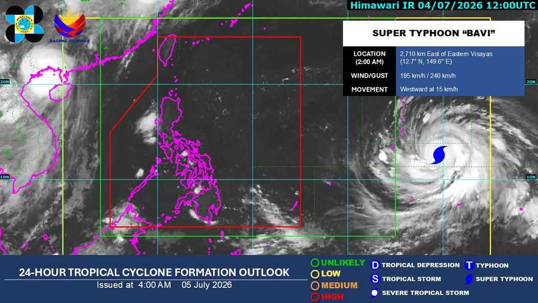Easterlies to bring isolated rains over eastern Luzon, Visayas; Super Typhoon Bavi remains outside PAR