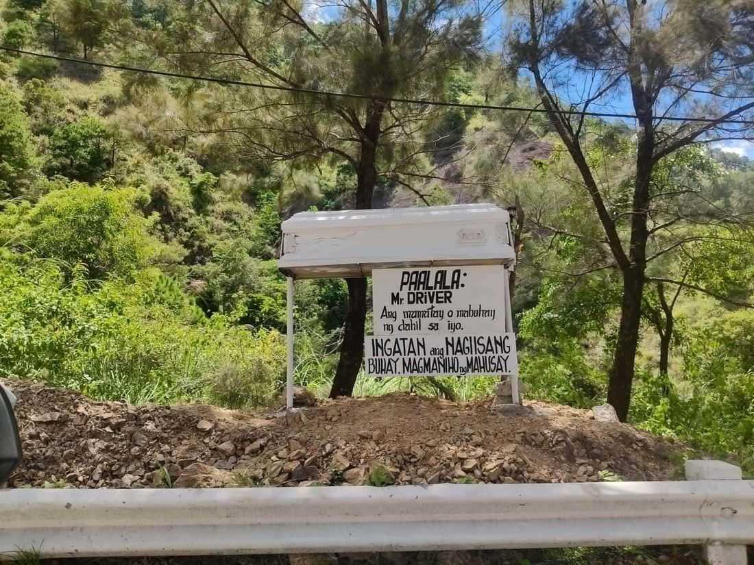 DPWH seeks removal of white casket hazard marker along Benguet-Vizcaya road