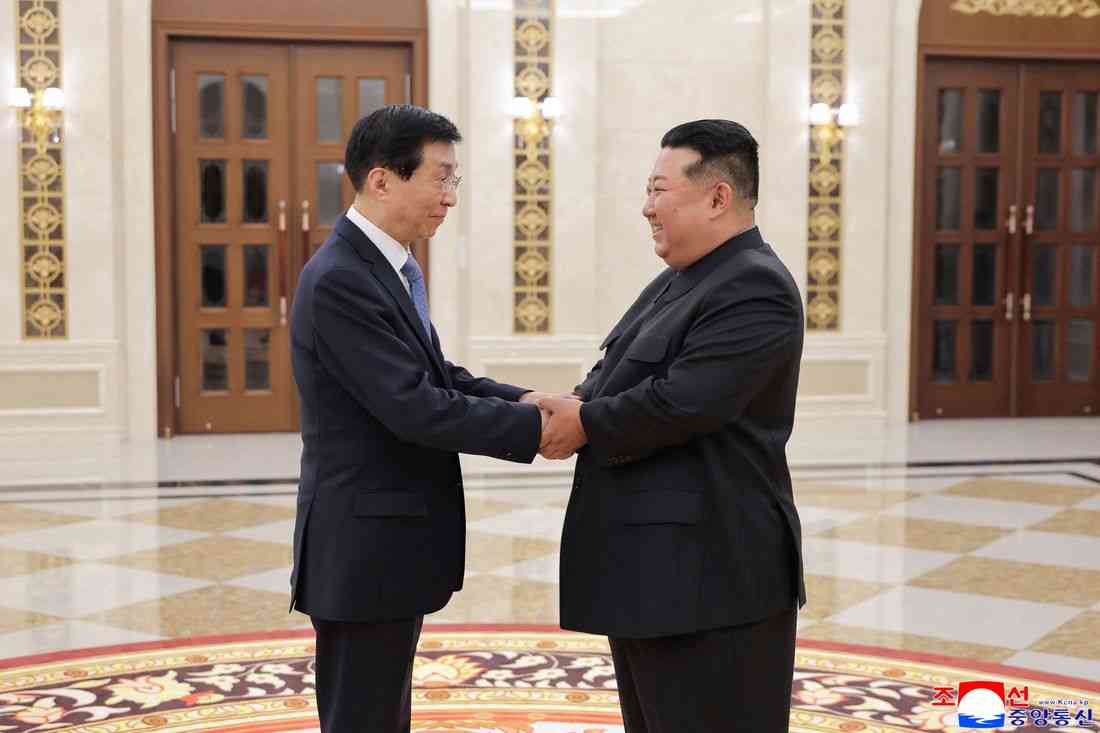 North Korean leader Kim Jong Un meets China's Wang Huning