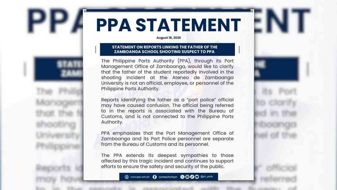 Father of student involved in Zamboanga junior high school shooting not ‘port police’ — PPA