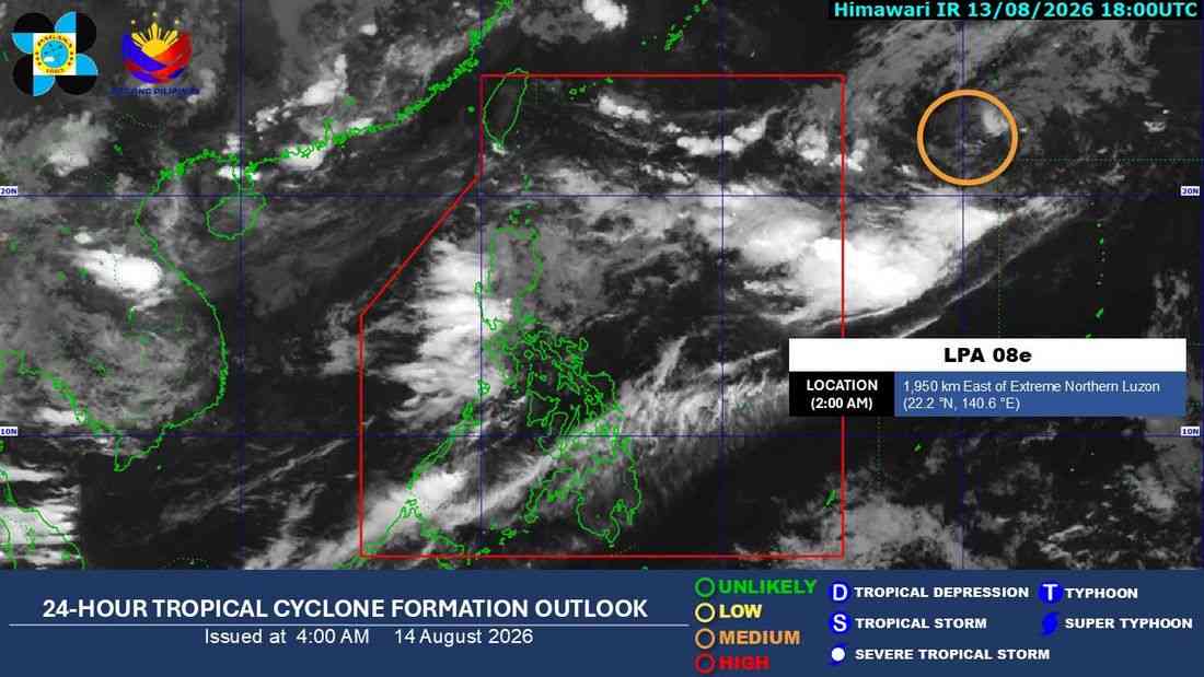 Habagat to bring rains over Luzon, western Visayas on Friday, August 14