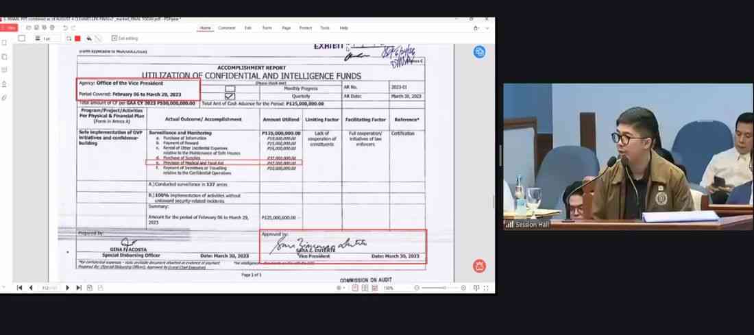 Ex-COA auditor: OVP had no official receipts for medical, food aid, travel expenses under confidential funds